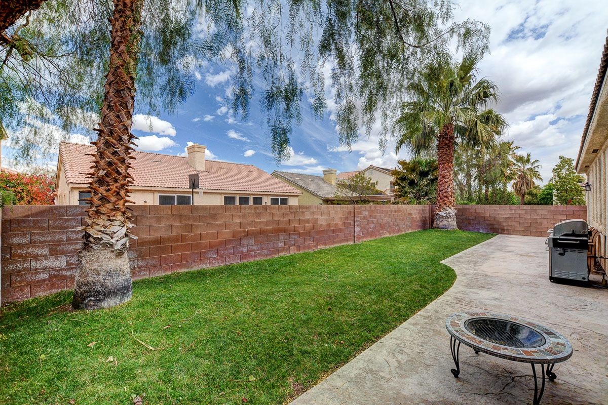 Backyard with large cement patio