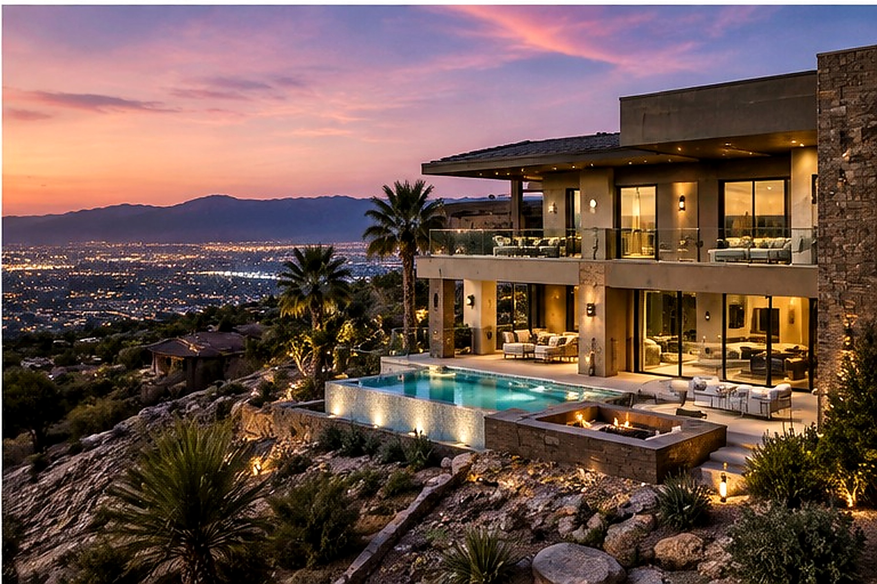 Luxury hillside home with pool